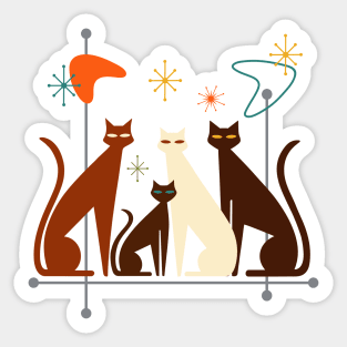 Retro Mid-Century Modern Look Cats 50s 60s Style Sticker